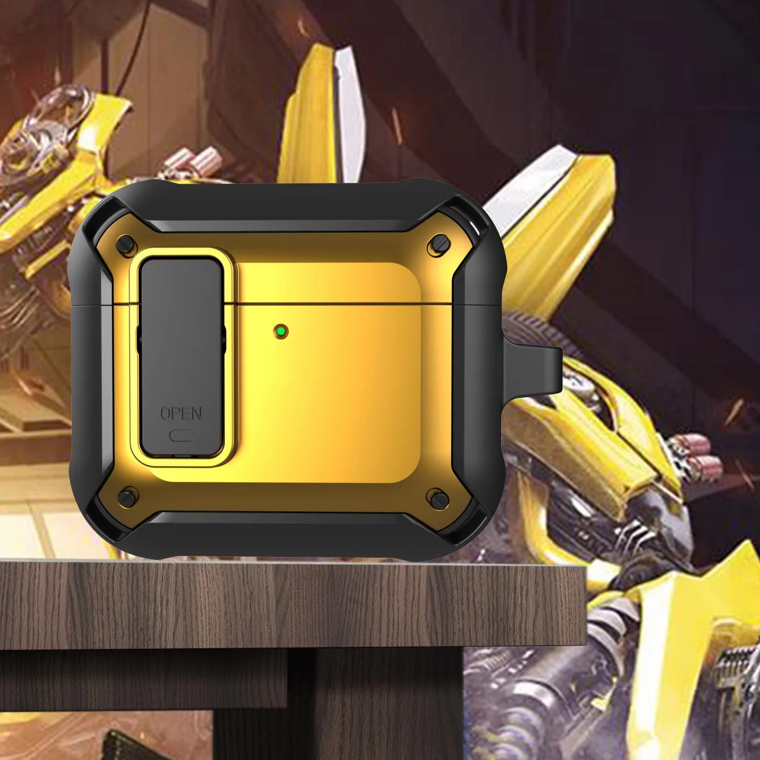 غطاء قفل أمان لـ Airpods 4 ، Bumblebee ، غطاء سماعة أذن بمفتاح فاخر مع سلسلة مفاتيح لـ Apple