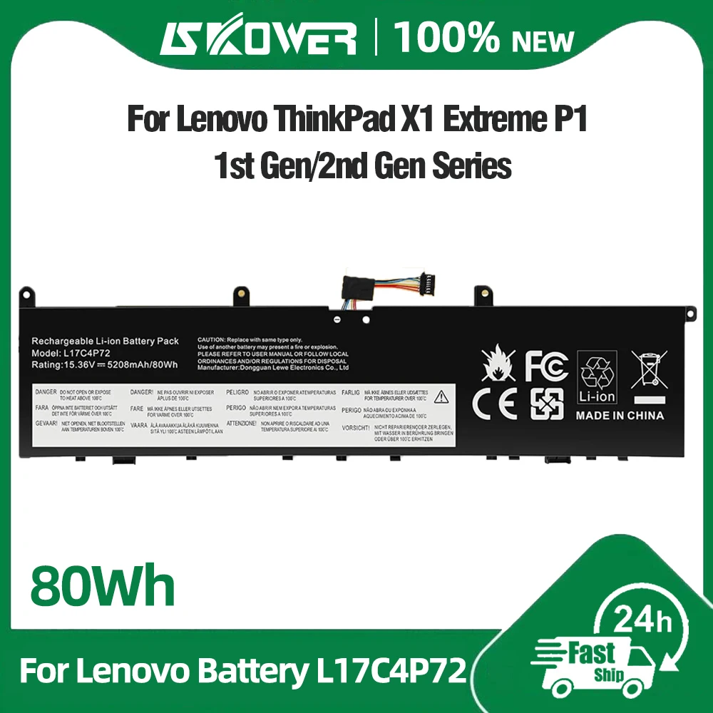 80Wh L17C4P72 Laptop Battery for Lenovo Thinkpad P1 1st 2nd 