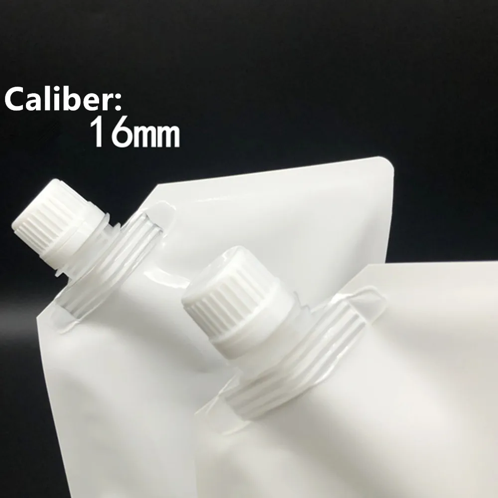 500ml/1L Milky White Standing Up Liquid Packing Bag - Aluminium Foil Food Grade Drinks Suction Nozzle Pouch Juice Water Doypack