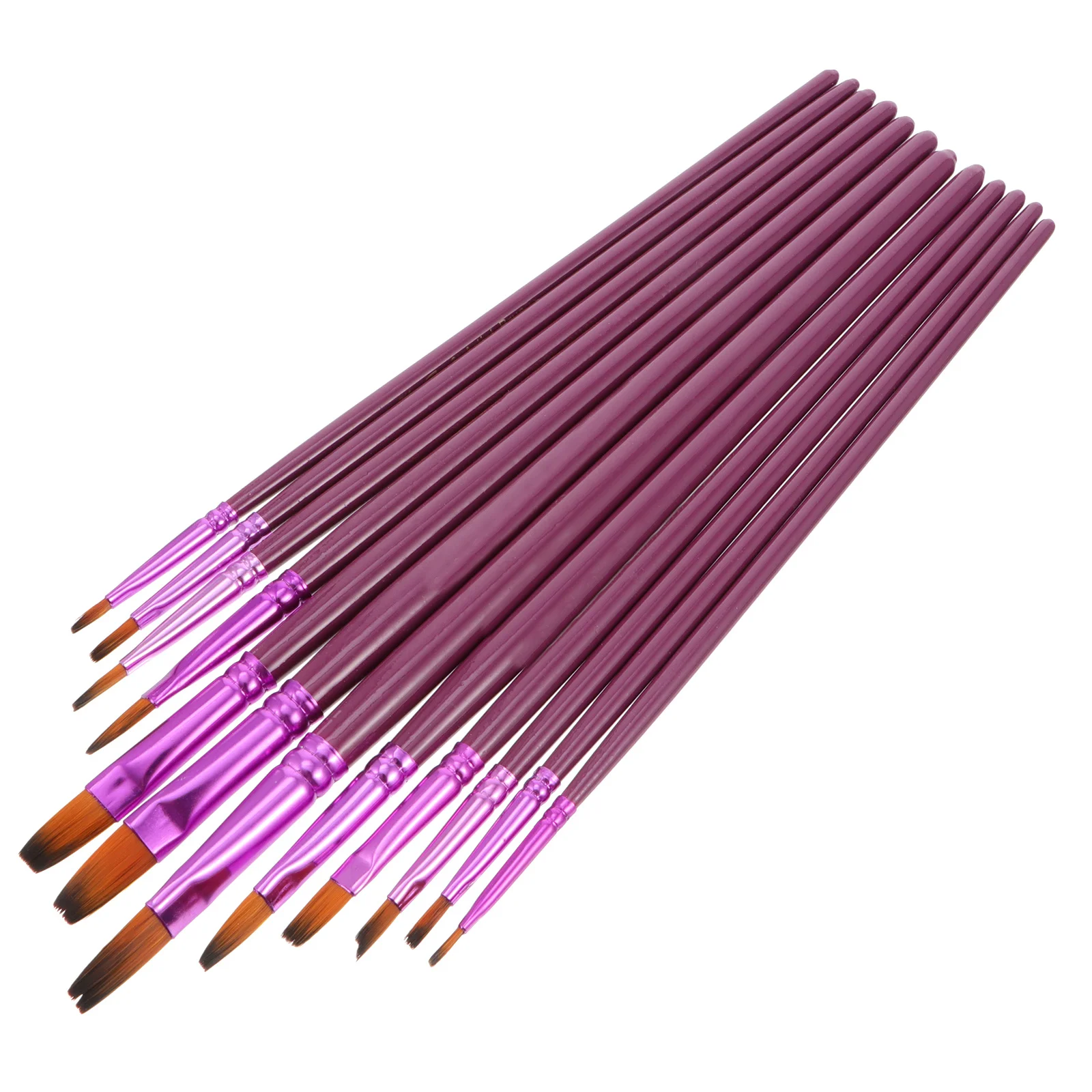 

12Pcs Wooden Watercolor Paint Brush Set Flat Head Brush Kit for Drawing Oil Acrylic Painting Art Supplies