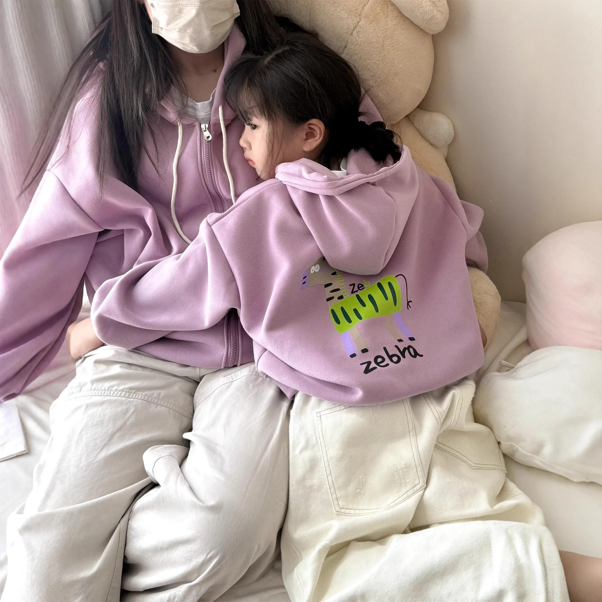 2025 جديد الأسرة مطابقة سترة هود الآباء والأطفال 4-قطعة الزي لطيف طفل رضيع الفتيان الفتيات 1-10 سنوات القطن معطف غير رسمي #3