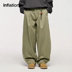 INFLATION Stretch Cargo Pants for Men Japanese Loose Vintage Cut Split Casual Pant