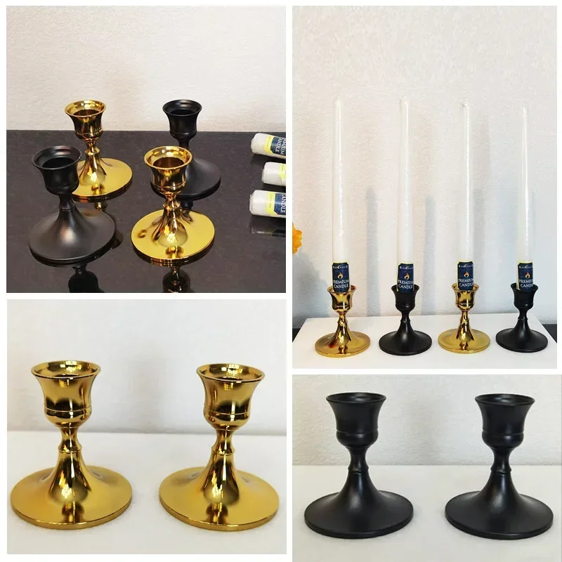 Nordic Retro Candlestick Creative Mini Golden Wrought Iron Geometric Candle Holders Decoration Dual-use Candlestick HomeDecor