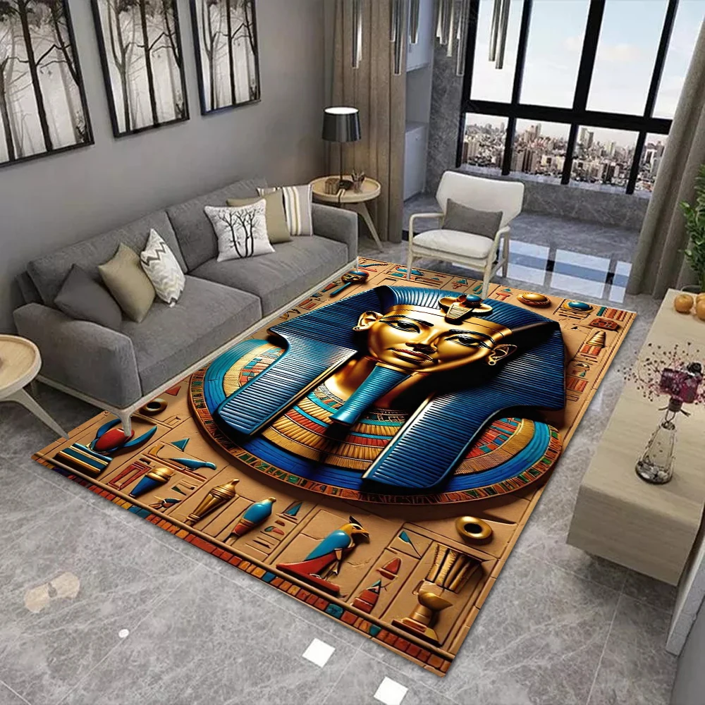 Egyptian Pharaoh Carpet Ancient Hieroglyphic Mat Non-slip Soft Vintage Art Home Decoration Living Room Modern Durable Floor Mat