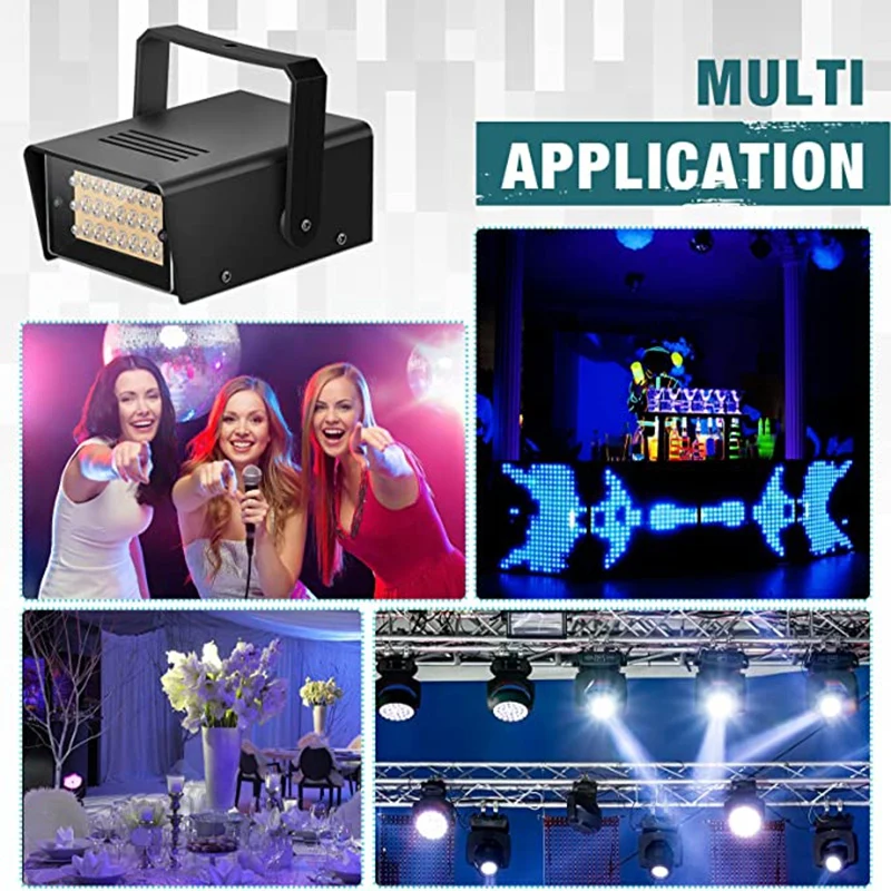 4 Stuks Stroboscoop Feestverlichting, Felle Led Stroboscoopverlichting Mini Feestverlichting Instelbare Flash Speed Control Party Stage