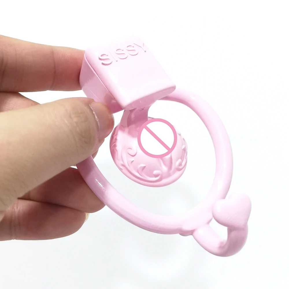 Pink CD TS Super Small Pussy Vaginal Chastity Cage Devices Heart Scrotum Stretcher Bondage Lock Penis Ring BDSM Sex Toys