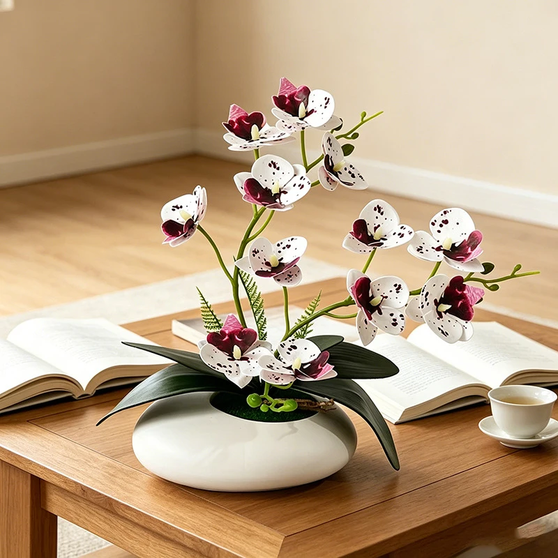 Butterfly Orchid 12 Flower Bonsai Small Ornament Living Room Decoration Film Fake Flower Bonsai Photography Props view 3