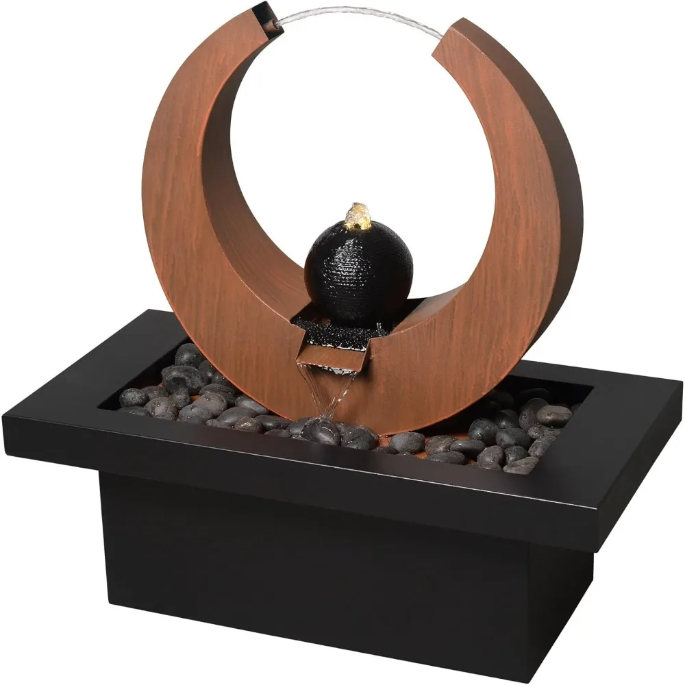 

Metal Fountain - Rusty Top with Black Basin,Convenient Power Supply: Adaptor Included for Easy and Reliable Power Supply.