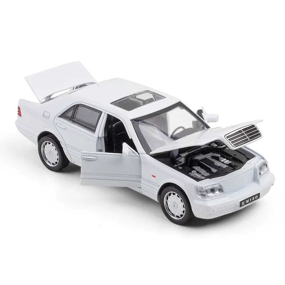 1:32 S-W140 liga diecast modelo de carro brinquedo corpo metal chassi plástico pneu borracha com 4 portas abertas puxar para trás função crianças a88