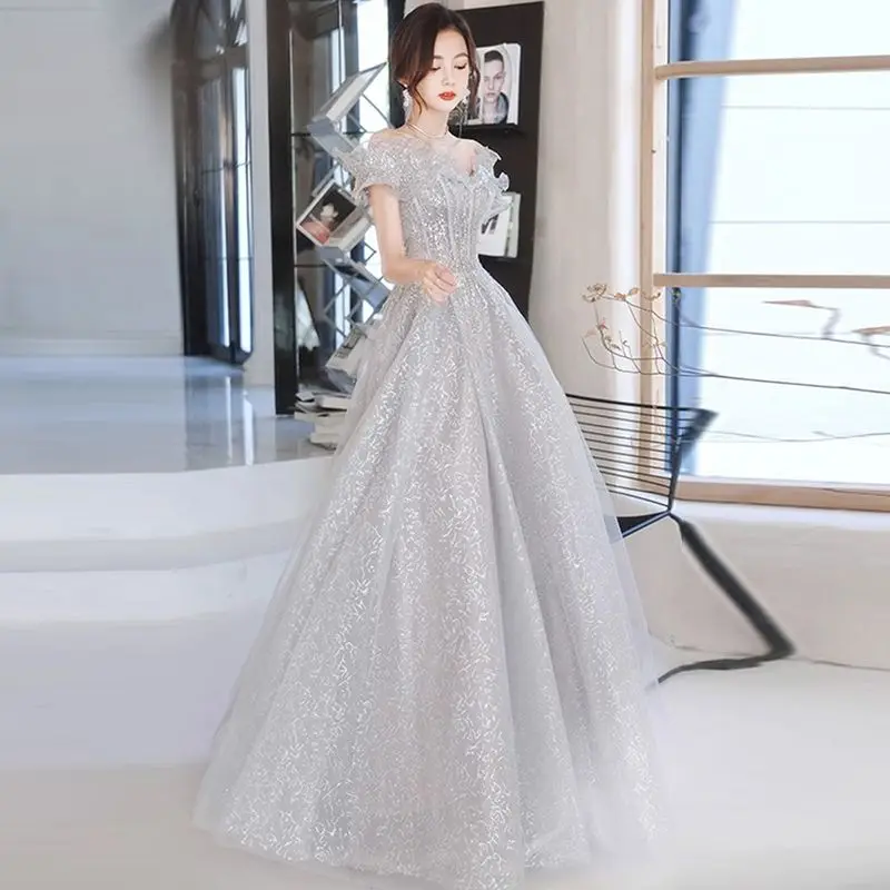 Glitter Prom Gown Princess Birthday Dresses Off The Shoulder Birthday Formal Evening Party Gown for Women Cosplay Costumes
