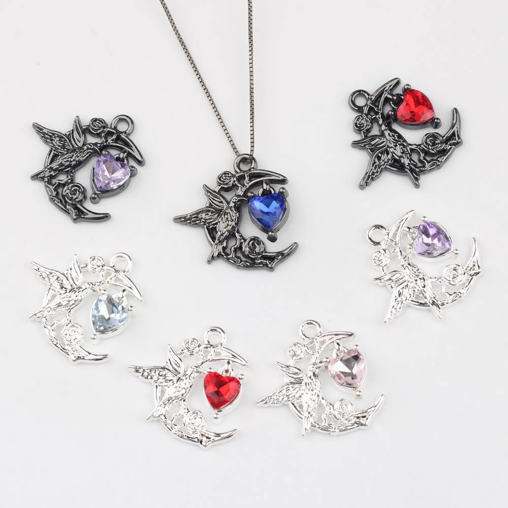 

10pcs Fashion Cute Moon Bird Hearts Shape Charms Pendant Jewelry Making Accessories Handmade DIY Bracelet Earrings Necklace Gift