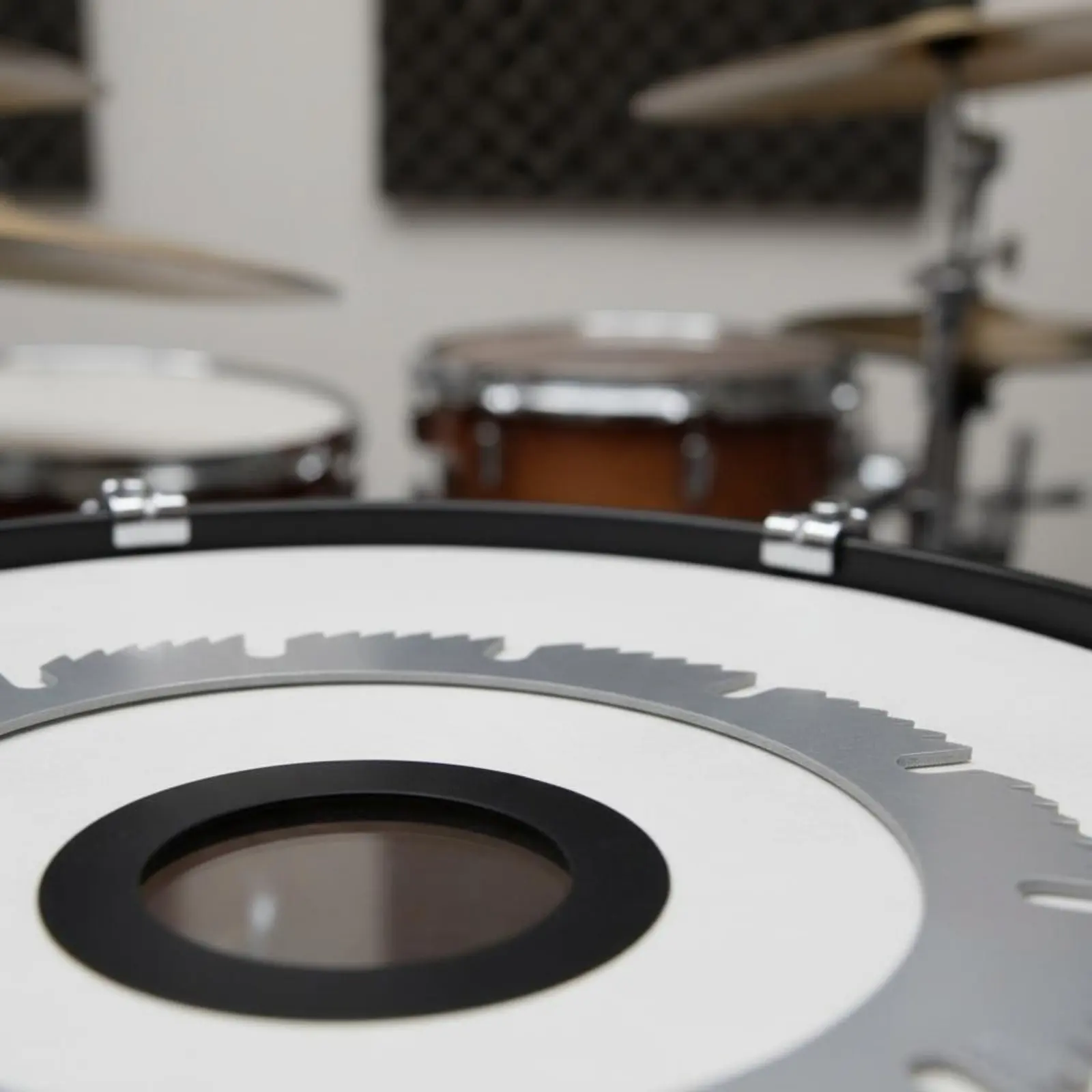4 Pieces Bass Drum Hole Sticker Decorative Drumhead Hole Cover Bass Drum Cover Self-Adhesive Drumhead Protector Sticker