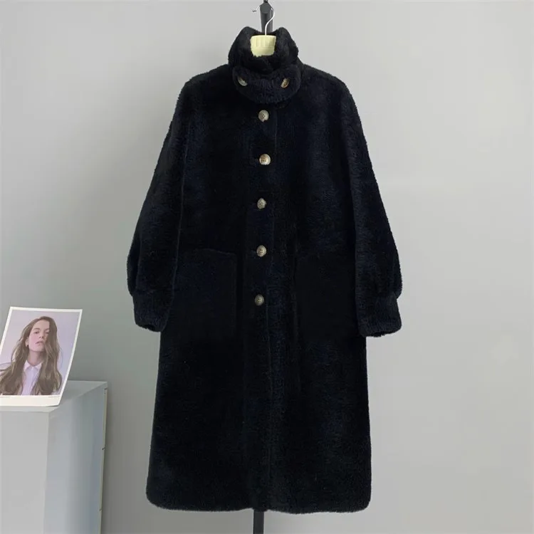 

2024 Autumn and Winter Youth Grain Fleece Sheep Shearing Coat Small stature fur one piece lamb fur grass coat Female