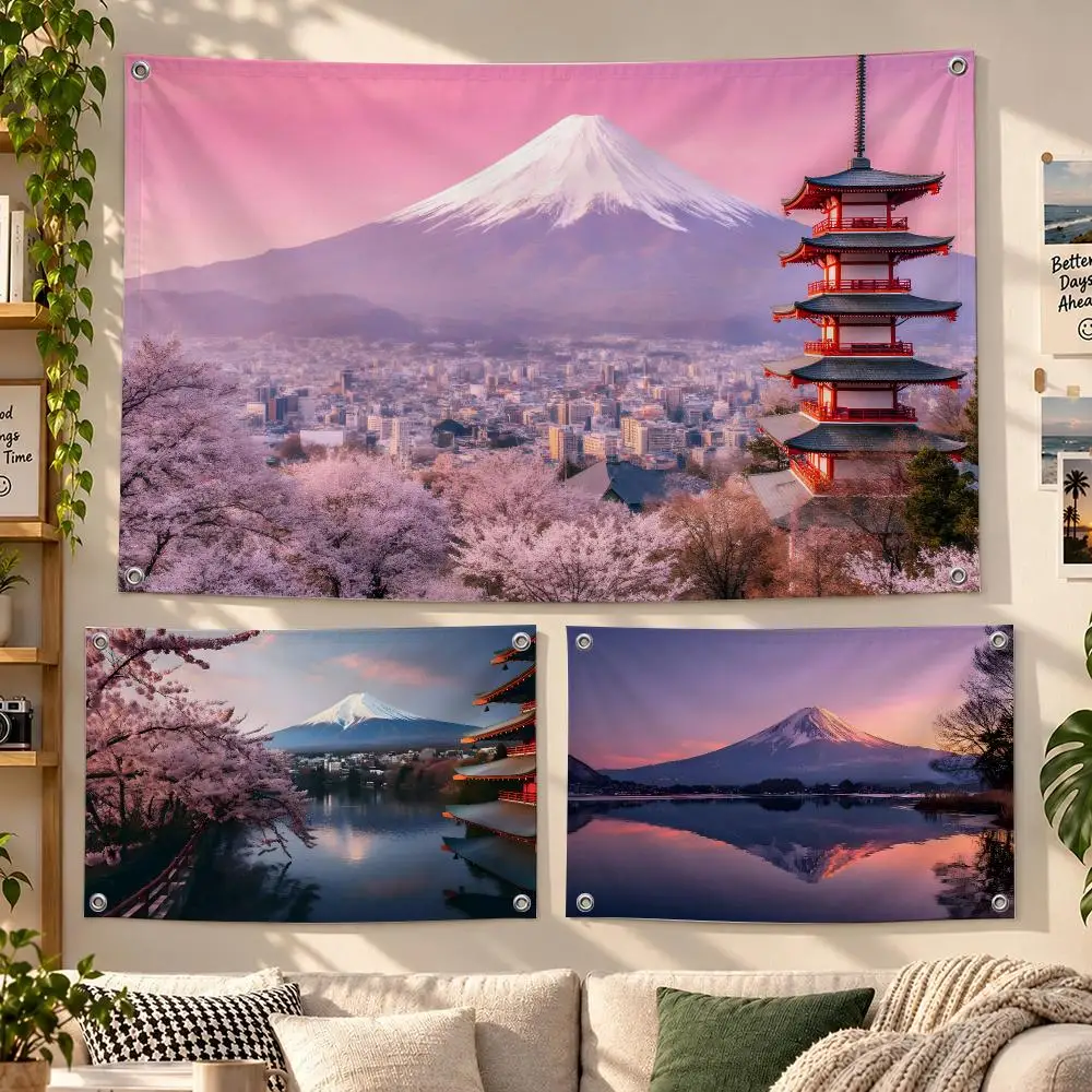 M-Mount Fuji Flags Banner For Camping Decoration Outdoor & Garage Wall Hanging Decorations