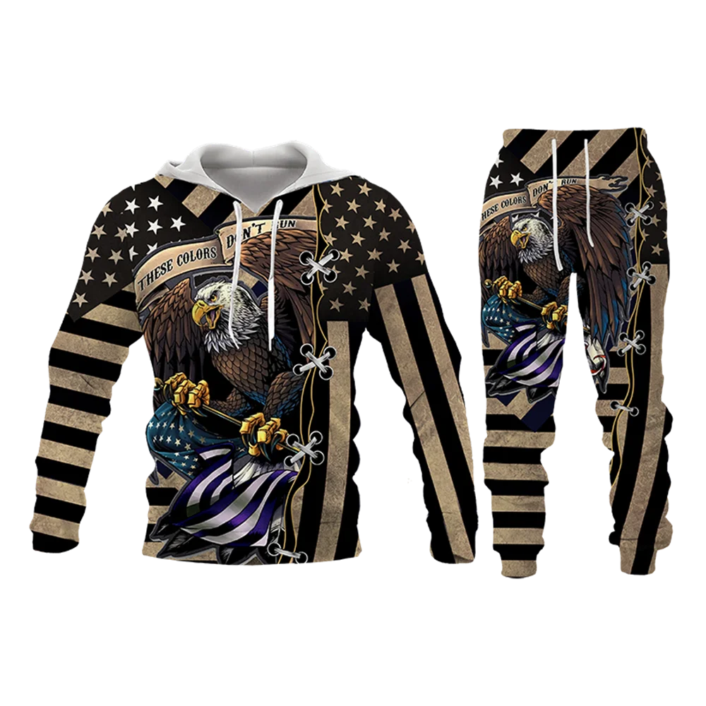 American/Flag /Eagle 3d Printed Hoodie Suit Male Casual  Sweatpants Men Tracksuit Set Fashion Men's Clothing Suit Spring And Aut