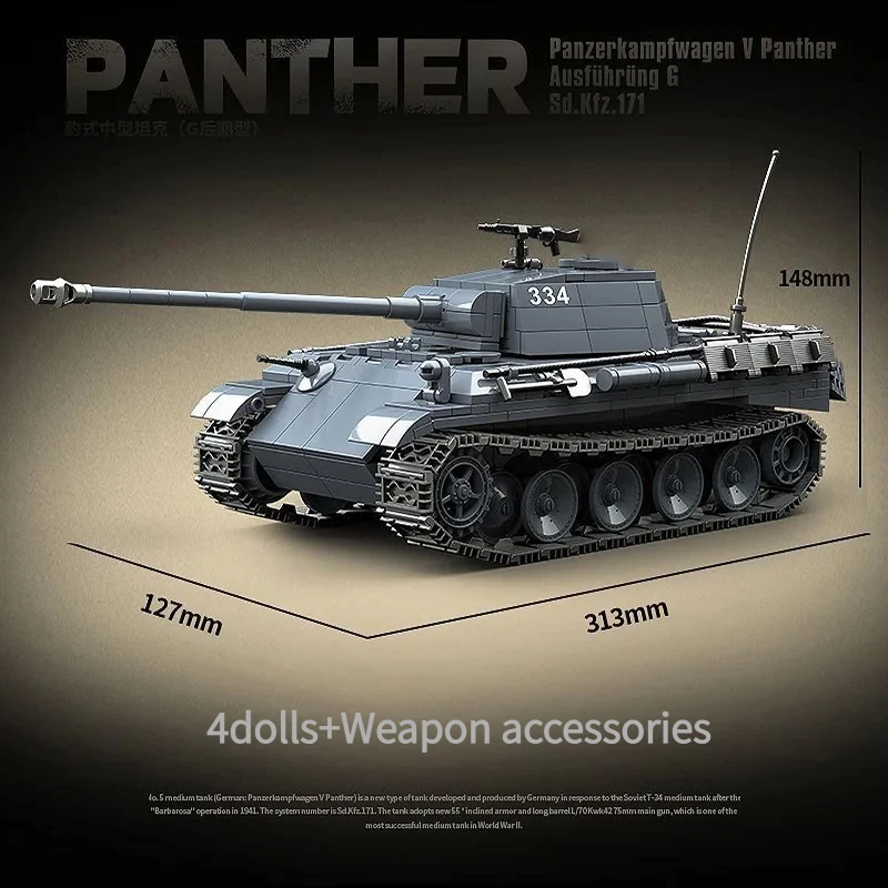 

Classic Tank Series Bricks Set, Intellectual DIY Assembled Vehicle Model, Collectible Craft for Household Display and Present