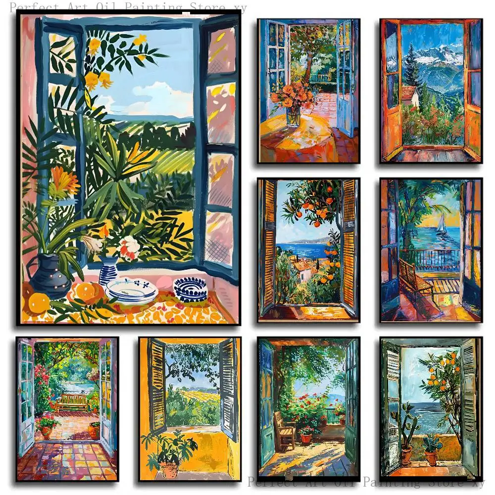 Open Window Henri Matisse Style Poster Self-adhesive Art Room Entrance Restaurant Wall Decor Art Painting