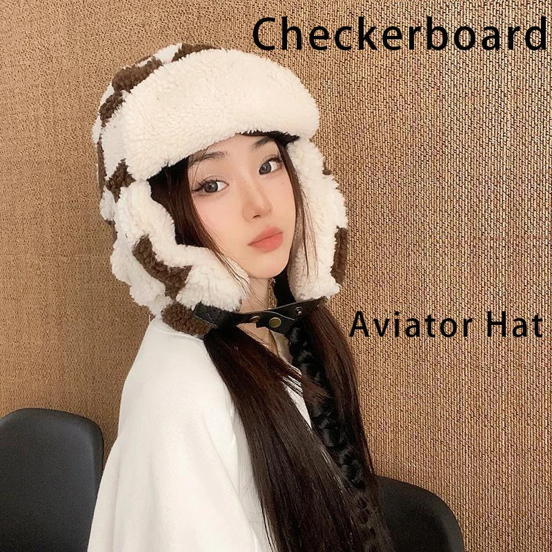 

Зимняя шляпа-авиатор в стиле ретро для мужчин и женщин, кепка-траппер на подкладке из шерпы, теплая шапка для холодной погоды с защитой ушей
