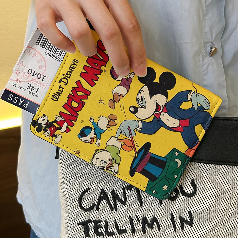 Disney Mickey Mouse Passport Cover and Card Wallet Multi functional Document Holder for Overseas Travel International Students