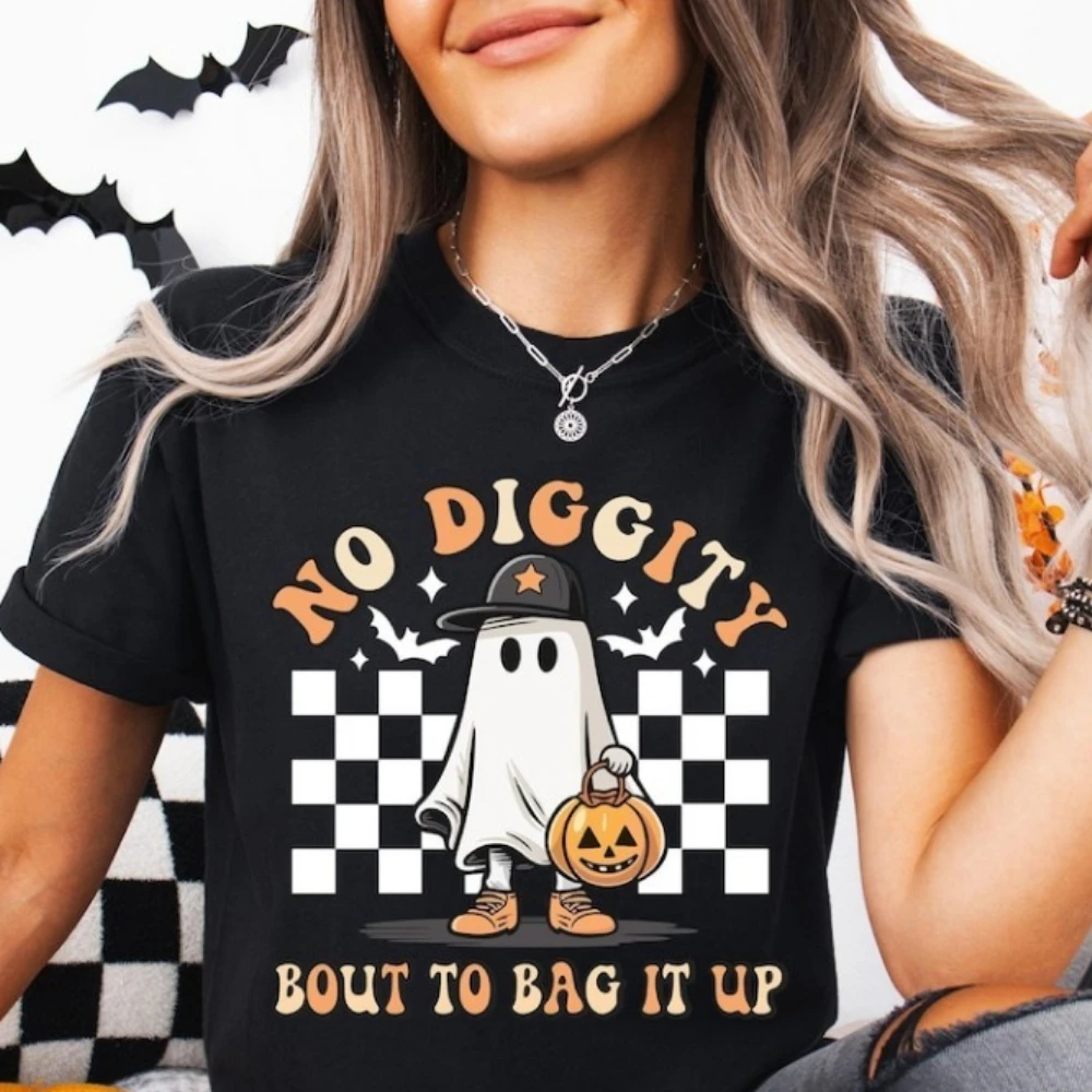 

No Diggity T-Shirt Ghost Halloween Funny Shirt No Diggity Ghost T-Shirt Women Girls Kids Casual Tee Cotton Tops