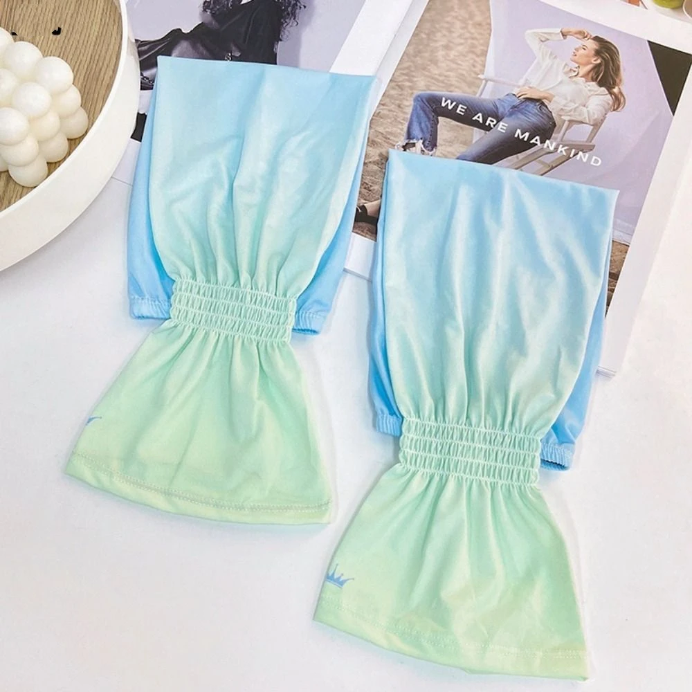 Cute Elastic Long Ice Silk Sleeves Gradient Thin Sunscreen Arm Covers Anti-UV UV Insulation Cycling Gloves Women