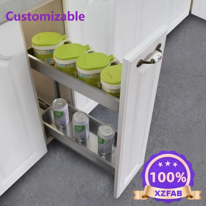 Factory Direct 2026 Stainless steel plate cabinet pull-out basket seasoned pull-out drawer Multifunctional pull-out basket with