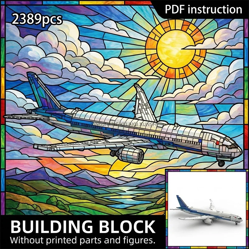 

DIY Large Transport Aircraft City Airport Passenger Plane Construction Set Building Bricks Toy
