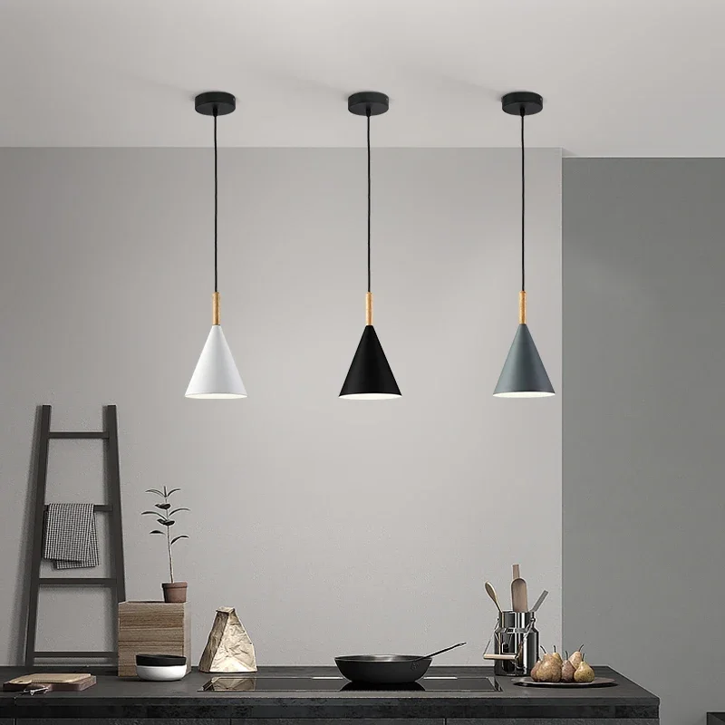 Modern Nordic Pendant Lights Simple Lamps Multicolor Minimalist Hanging Lamps E27 Edison Bulb for Kitchen Dining Bedroom