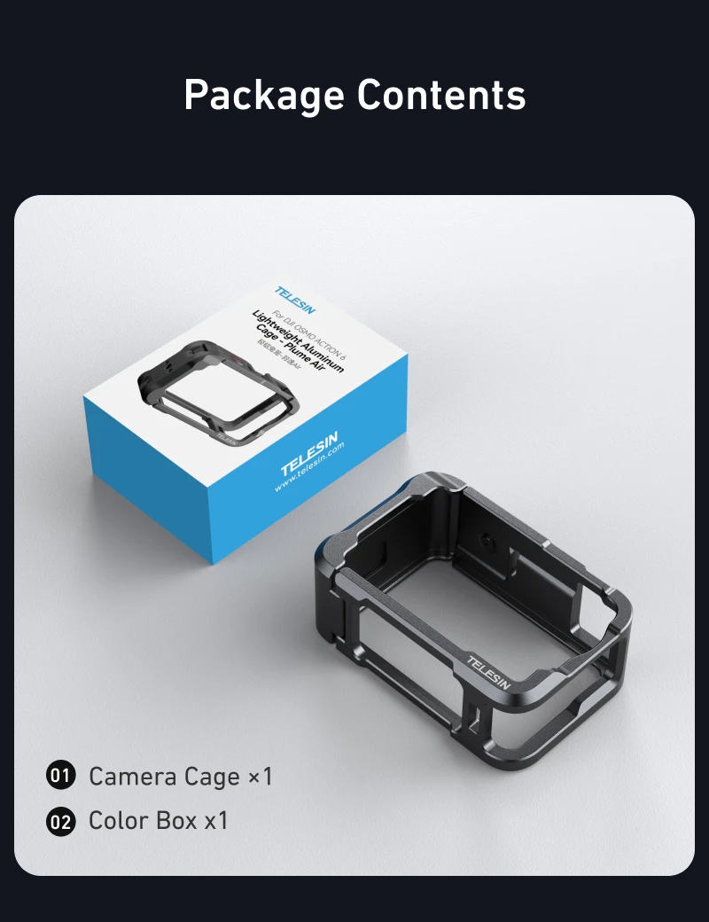TELESIN Aluminiumlegierungsrahmen Schutzgehäuse Rabbit Cage Dual Cold Shoe Metallgehäuse für DJI OSMO Action 6 Action6 Zubehör – Detail 9