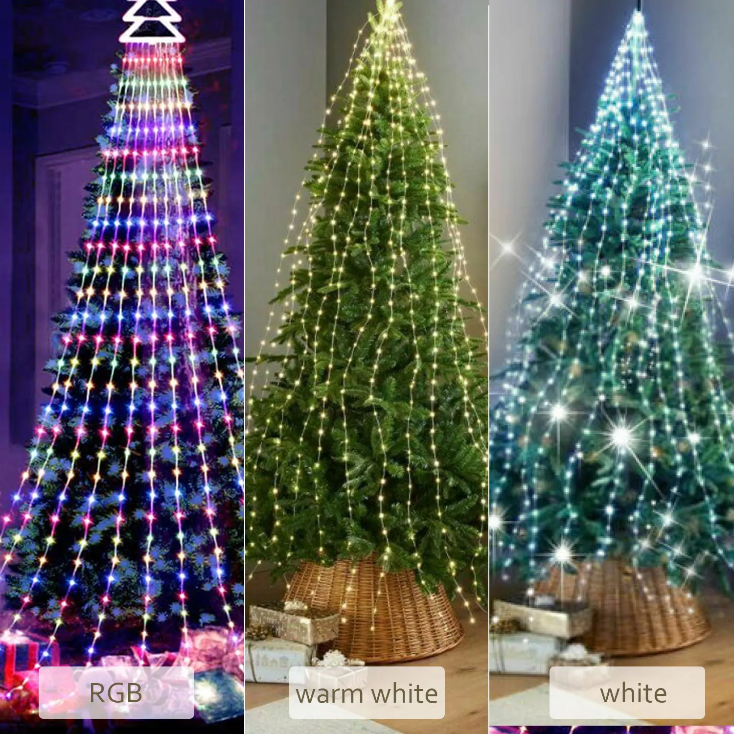 Luces de rama Multicolor de 2 metros, 100LED, caja de batería 2XAA Ins, decoración de cascada para interior, boda, fiesta de árbol de Navidad