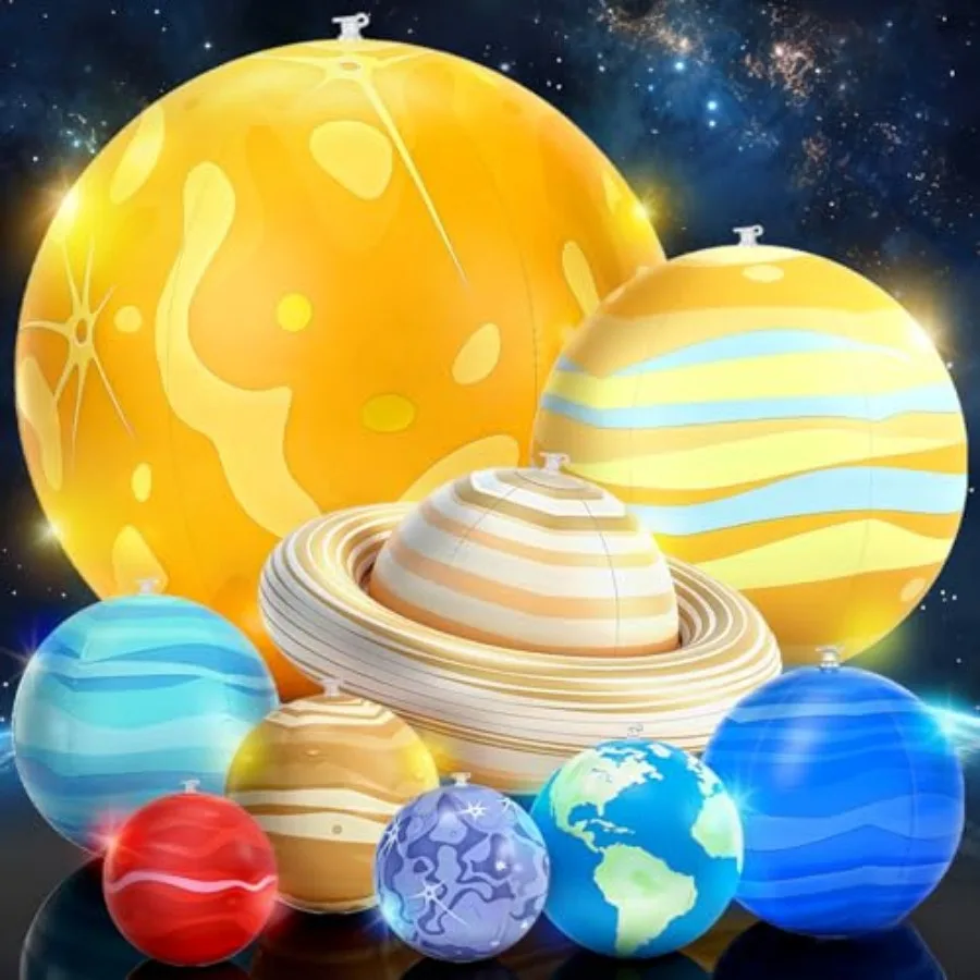 

Надувные планеты Солнечной системы с подсветкой, обновленная версия 2026 года, 9 гигантских подвесных планет, астрономические подарки для А