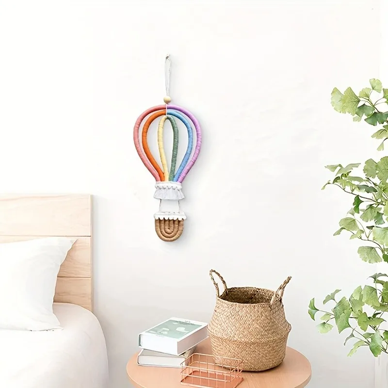 Nordic Style Woven Rainbow Hanging Ornament Woven Balloon Hot Air Balloon Wall Decoration Photography Props Decoration
