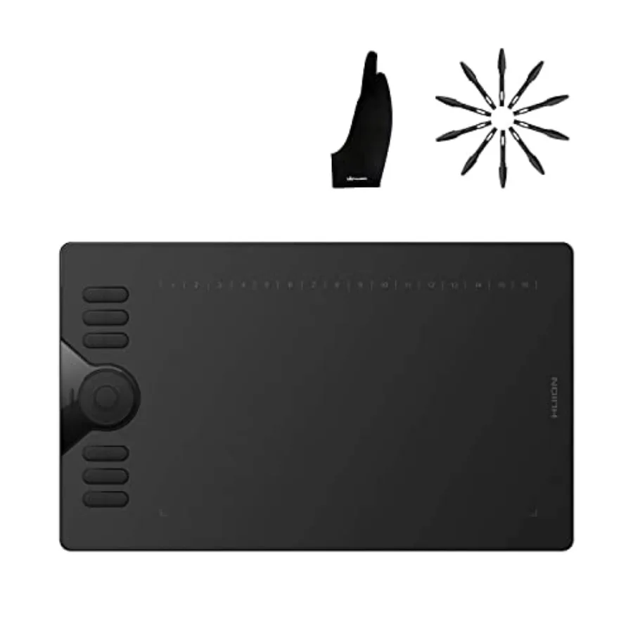 

HS610 Graphics Drawing Tablet and 10 Pack Replacement Nibs PN04 and Artist Glove