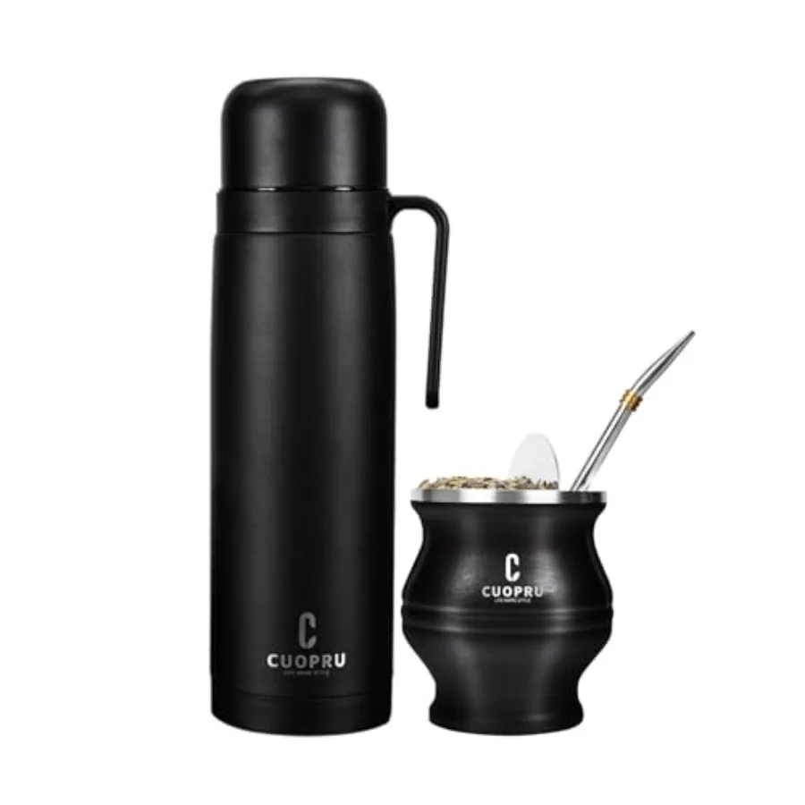 

Набор для чая мате Yerba Mate Termo: термос с вакуумной изоляцией, ситечко для заваривания, трубочка-бомбилья и щетка для чистки, черный цвет