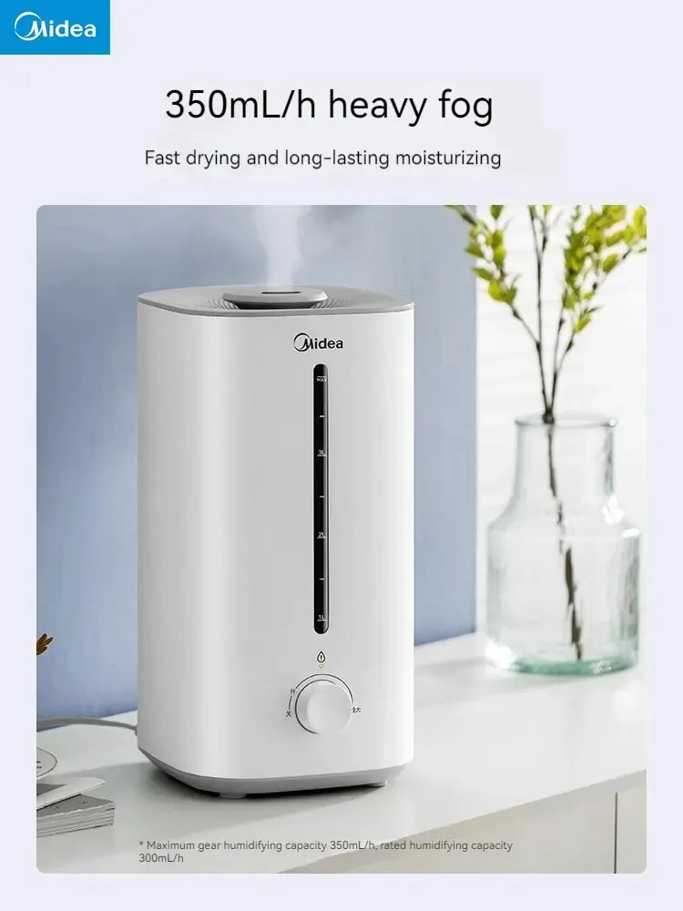 Midea Large Capacity Humidifier Home Pregnant Baby Light Sound Fog Volume Bedroom Office Large Capacity Sprayer