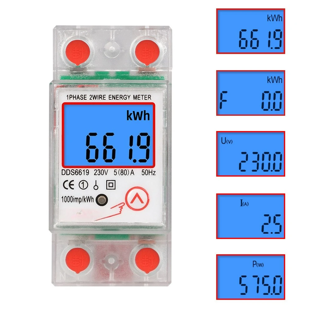 DDS6619-013 Backlight display household single-phase guide rail electronic multi-function energy meter 5-80A 230V