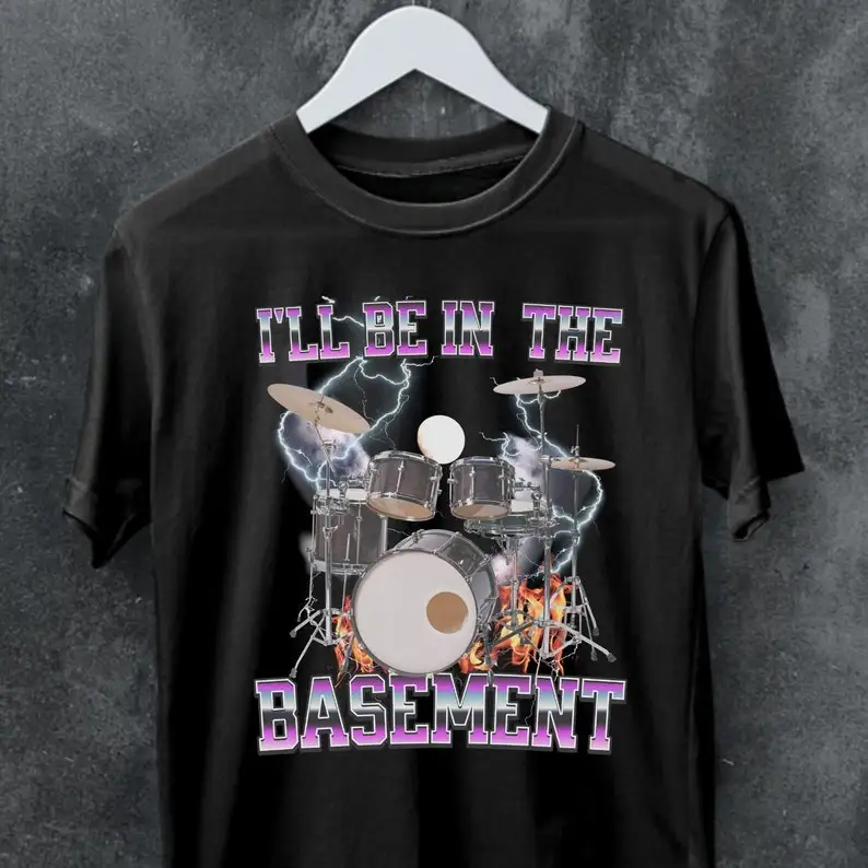 Unique funny drummer shirt,Drummer Shirt,I'll Be In The Basement T-Shirt ,Drums Gift,Drumming Dad Retro Tee,retro Vintage,gift f