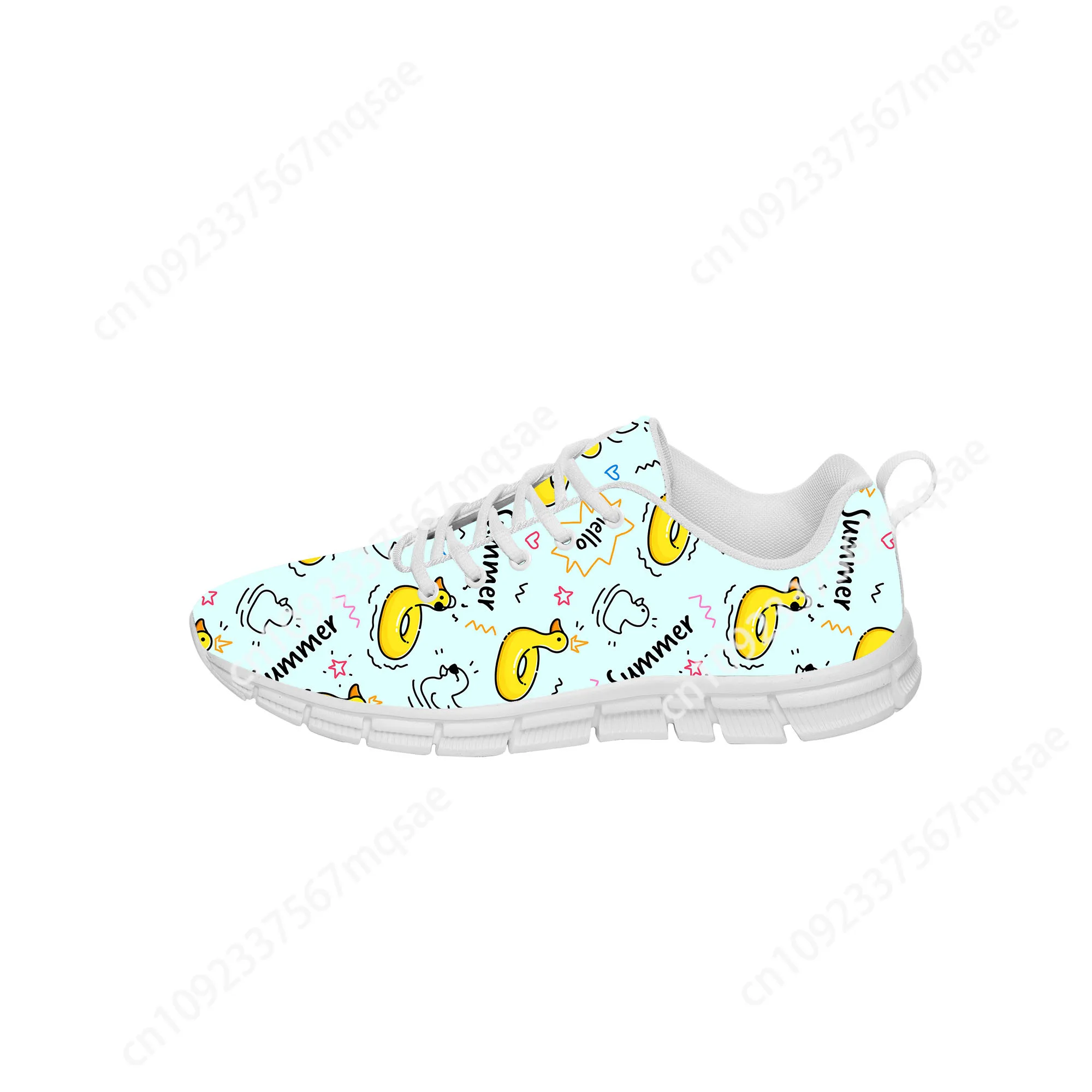 Cartoon Eend Witte Sportschoenen Mannen Vrouwen Tiener Kinderen Sneakers Mode Casual Custom Hoge Kwaliteit Paar Schoenen Wit