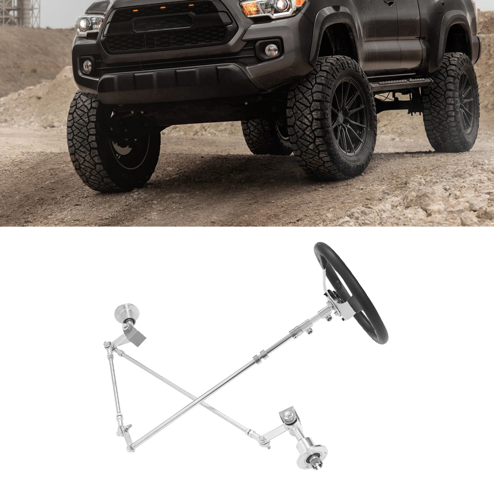 Go Kart Front Steering Gear Rack Tie Rod Ball Joint Front Steering Modification Kit for 168cc UTV ATV