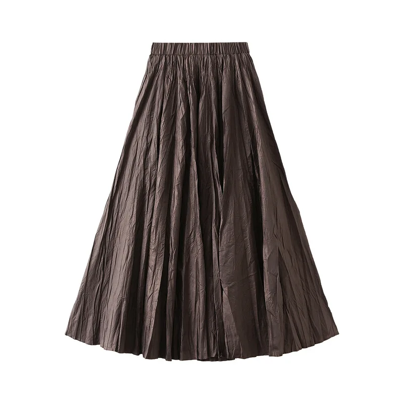 

Vintage Long Pleated Skirt for Women Fashion Korean Large Swing Skirt Spring Summer 2024 High Waist A-line Maxi Skirts Female