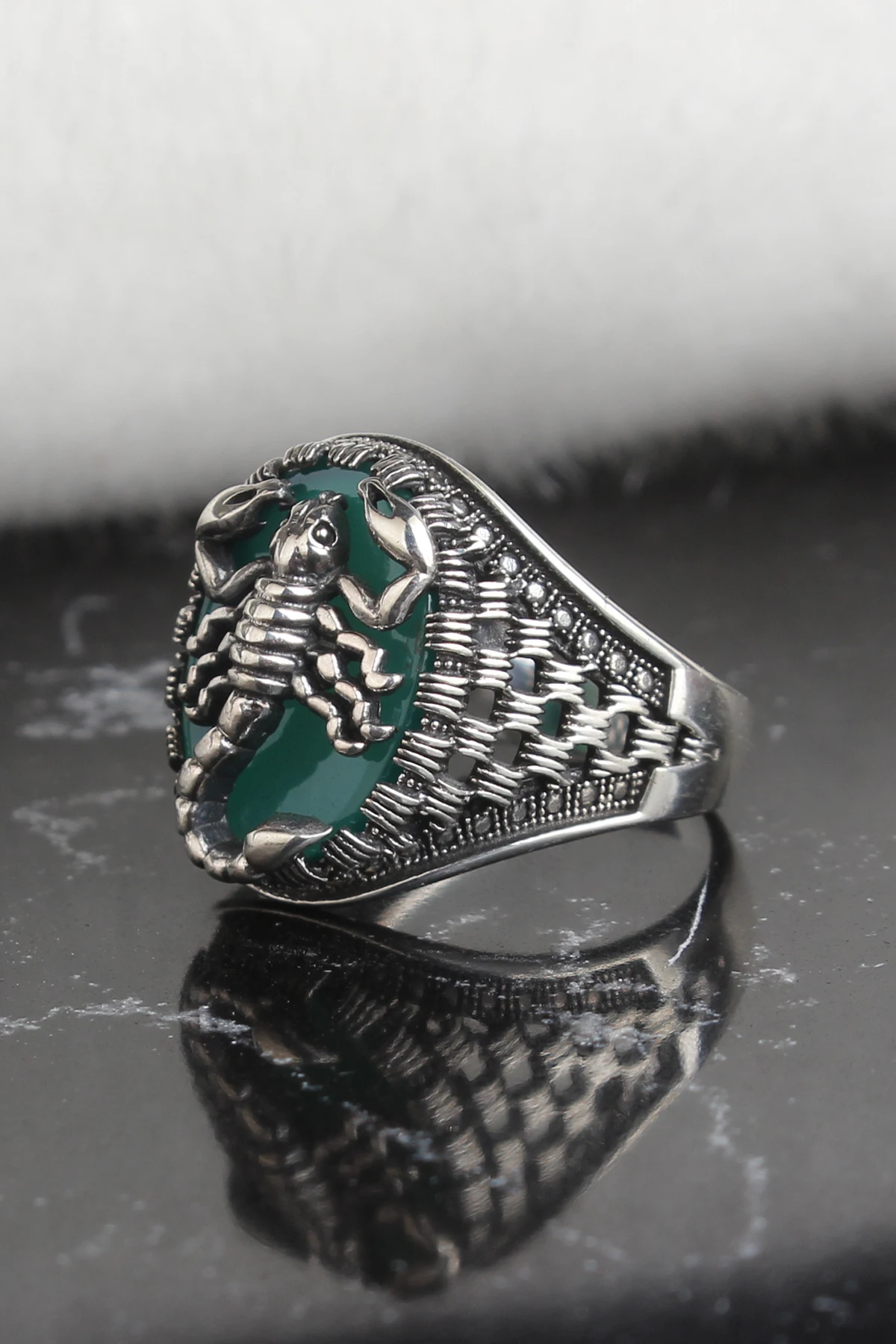 

Agate Stone Scorpion Pattern 925 Sterling Silver Men 'S Ring