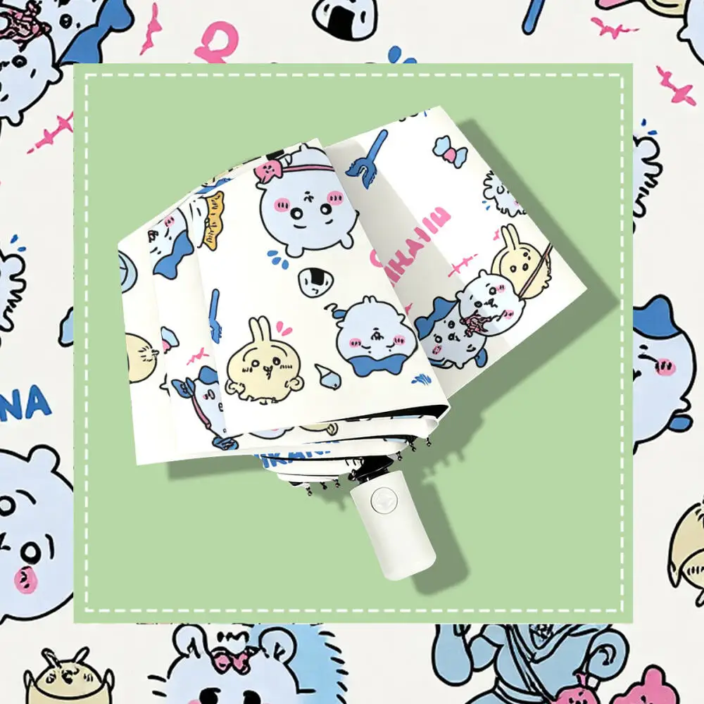 Cartoon Three-Fold Automatic Sun Umbrella Chiikawa Parasol Anime Hachiware Kawaii Sun Protection Umbrella Girl Umbrella Portable view 3