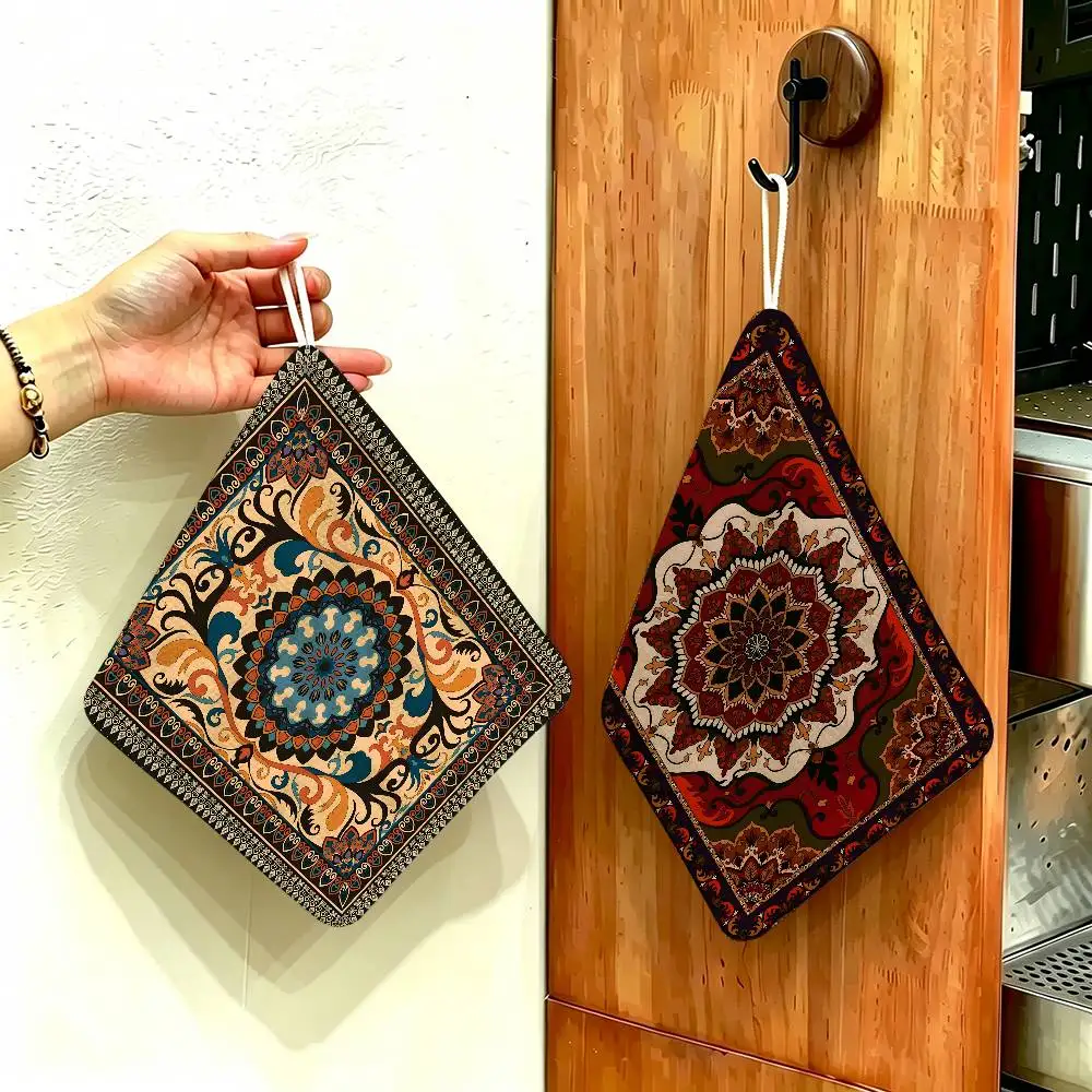 Persian carpet Hanging Kitchen Towel, Polyester Cotton Material, Multipurpose Hand Wiping Towel for Family