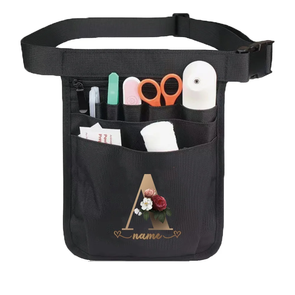Customized Gold Letter Series Multi Functional Tool Waist Bag Nurse Medical Supplies Storage Nurse Bag