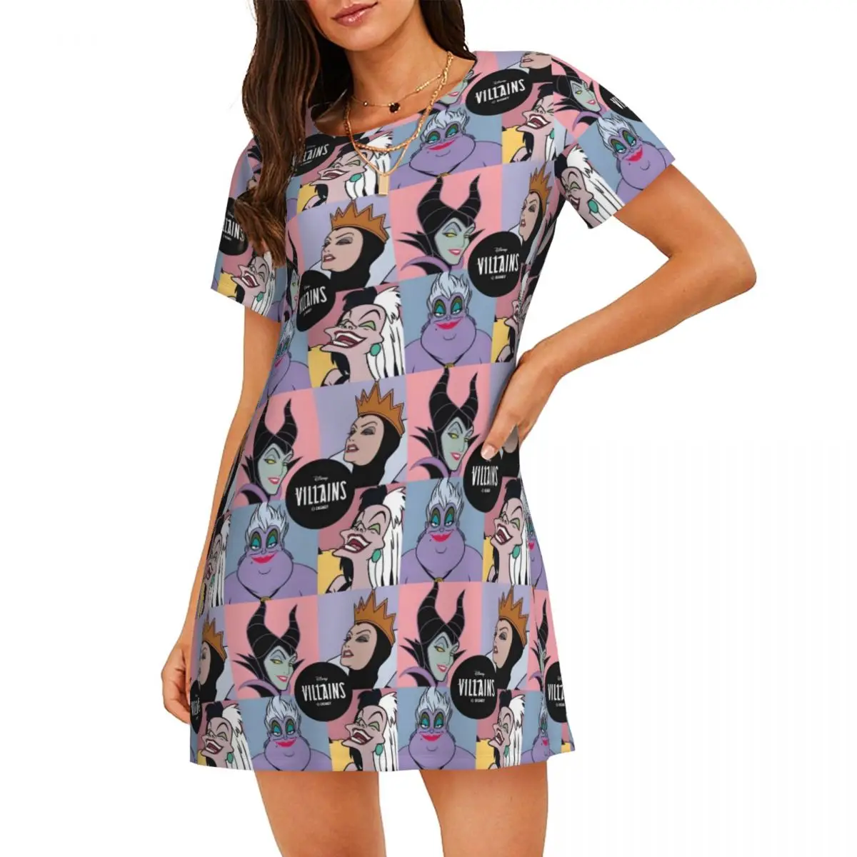 

Custom Maleficent Womens Short Sleeve Sleepshirt Powerful Witch Nightdress For Shopping Travels Sleepdress