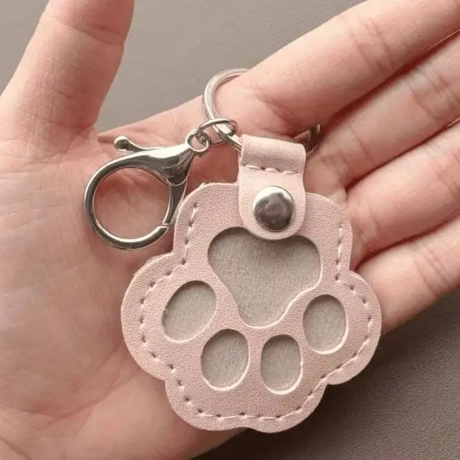 Memorial lederen huisdier haar opbergtas kattenpoot sleutelhanger multifunctionele draagbare sleutelhanger