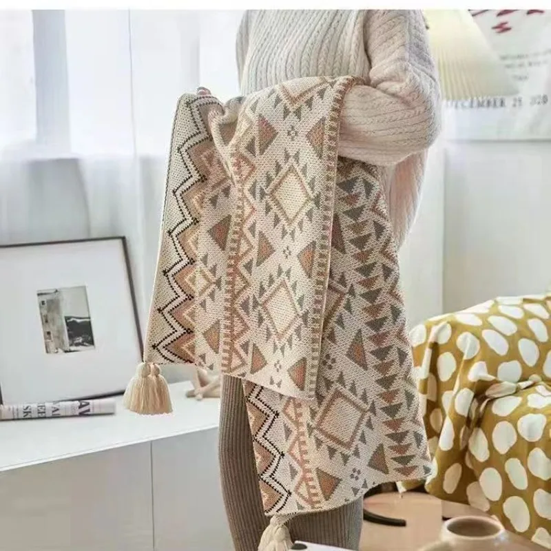 Navajo Sunlight Blanket Homestay Knitted Blanket Bohemian Ethnic Style Bed Sofa Cover Carpet Office Air Conditioning Nap Blanket