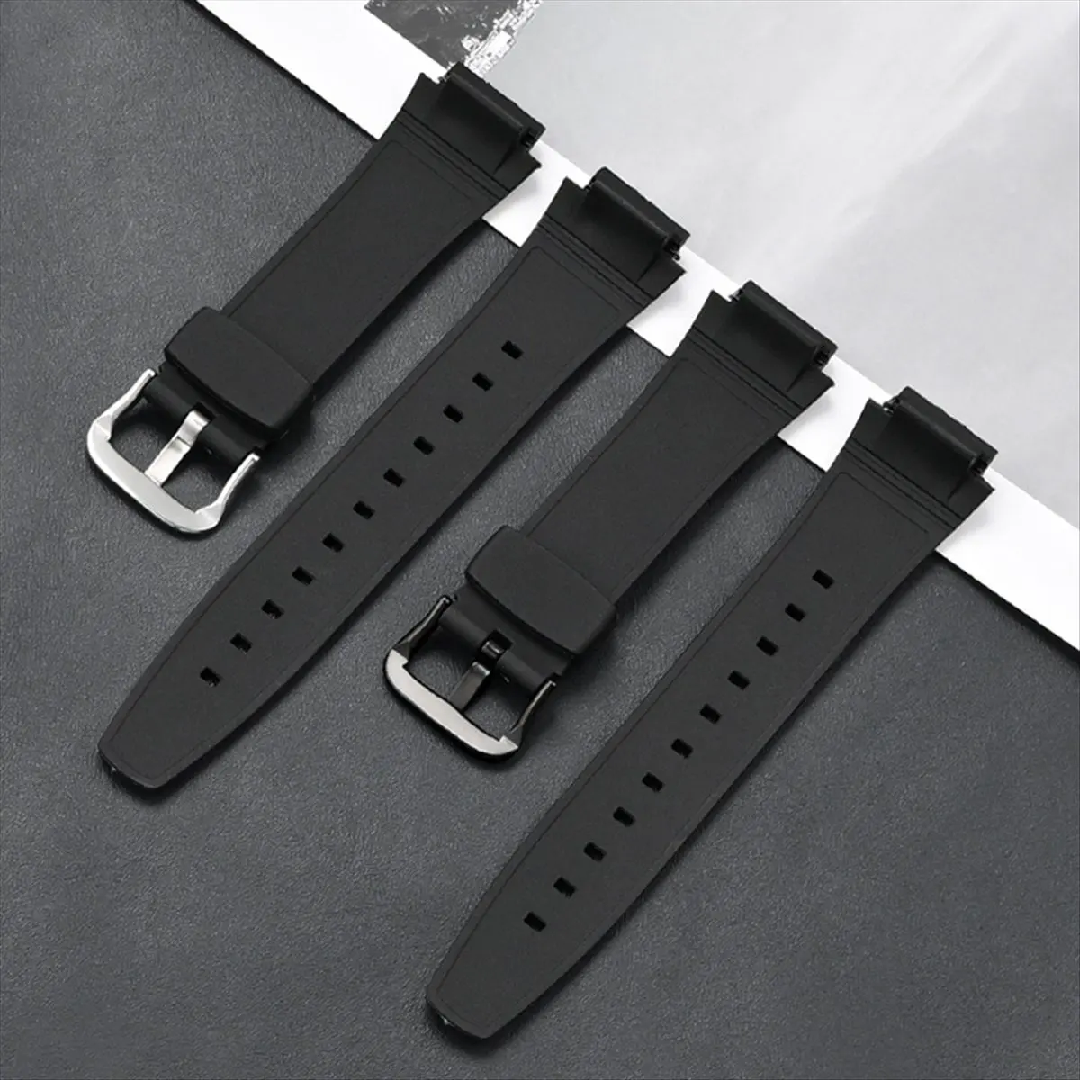 HITL 17mm Watch Band for AQ-160W AQ-163W Watches Black TPU Strap Accessories 17MM Special Interface Straps Replace B