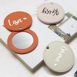 Personalized Leather Pocket Mirror Mini Travel Handheld Portable Makeup Mirrors Wedding Bridesmaid Gift For Her Name Engraved