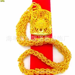 thick Plated 100% Real Gold 24k 999 dragon necklace men's jewelry domineering 999 999 to attract wealth head pendant Jewelry